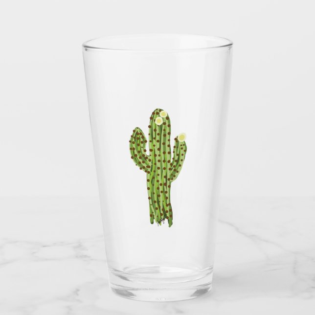 Cristal de pintura Saguaro en flor (Anverso)