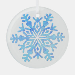 Cristal Diseño de copo de nieve azul en un adorno de vidri