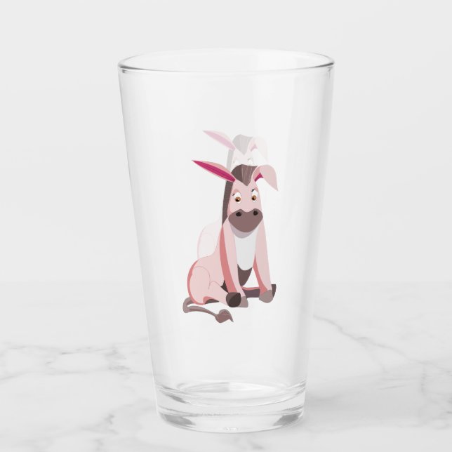 Cristal divertida con burro rosado (Anverso)