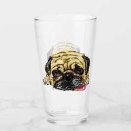 Cristal divertida con perro de pug