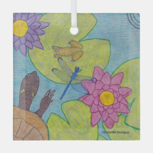 Cristal Escena de estanque - Adorno de vidrio