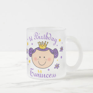 Cristal Esmerilado 1r Taza de Twincess del cumpleaños