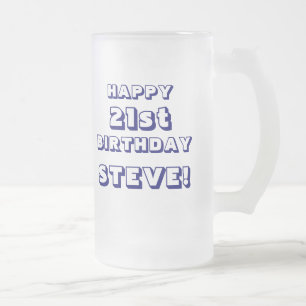 Cristal Esmerilado 21ro taza de cerveza helada cumpleaños feliz de