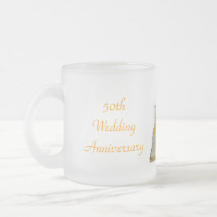 Cristal Esmerilado 50.o Taza de café del aniversario de boda -
