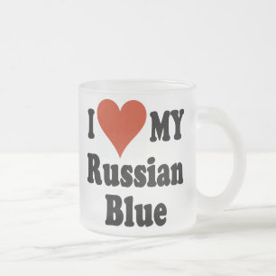 Cristal Esmerilado Amo mi taza de café helada el azul ruso