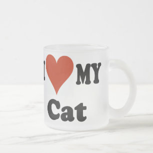 Cristal Esmerilado Amo mi taza de café helada gato