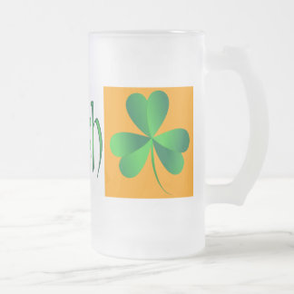 Cristal Esmerilado Arpa de la bandera y taza irlandesas del trébol