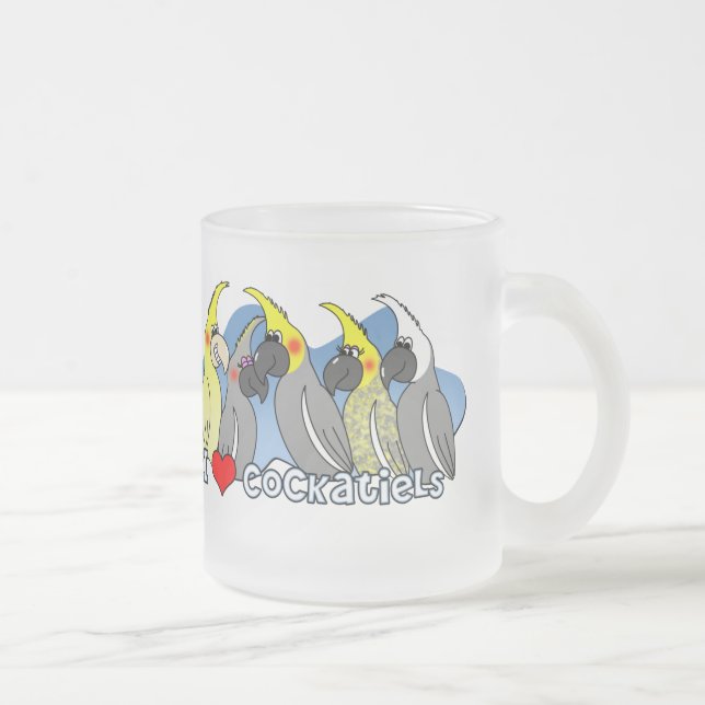 Cristal Esmerilado Coloree la taza escarchada del Cockatiel de las (Derecha)