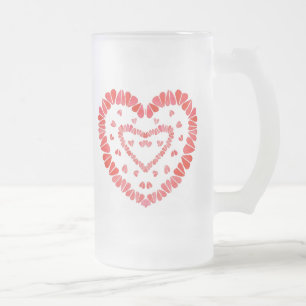 Cristal Esmerilado CORAZONES Taza Alta de Vidrio Escarchado