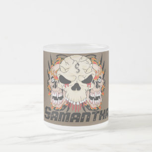 Cristal Esmerilado Cráneo del tatuaje taza de la taza de café de ocho
