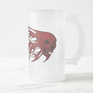 Cristal Esmerilado Cráneo rojo para arriba en taza de las llamas