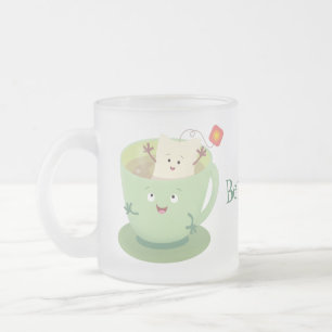 Cristal Esmerilado Cuto teabag taza personalizado personaje de humor