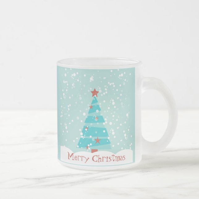 Cristal Esmerilado "Déjelo nevar" taza de café de las Felices Navidad (Derecha)