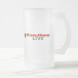 Cristal Esmerilado El caballo de acero VIVE 16 onzas. Taza del vidrio