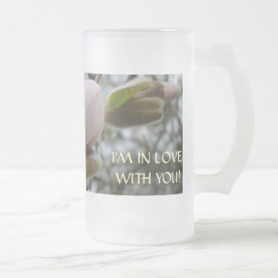 Cristal Esmerilado ENAMORADA DE TI! Taza de Vidrio Escarchado MAGNOLI