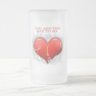 Cristal Esmerilado Eres la llave de mi taza de corazón