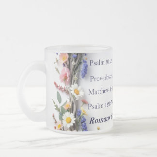 Cristal Esmerilado Flores silvestres y Escrituras Taza de cerámica de