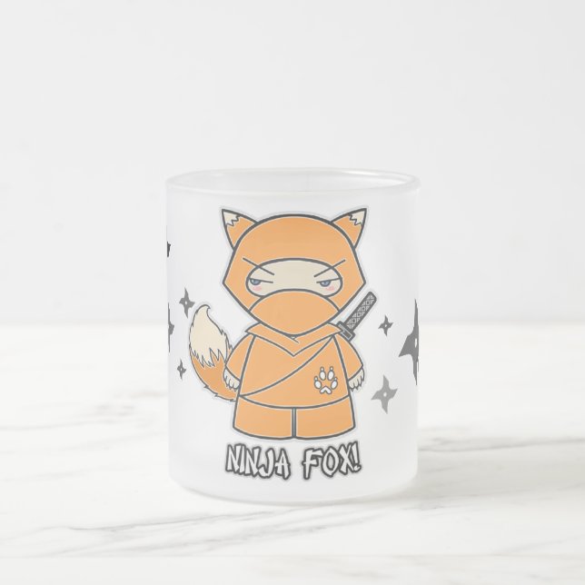 Cristal Esmerilado ¡Fox de Ninja! Con la taza de Shurikens (Centro)