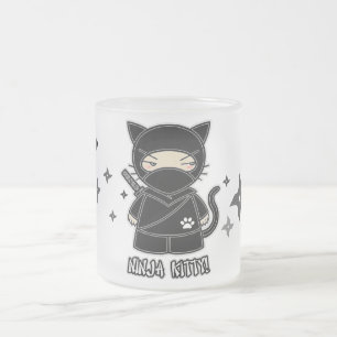 Cristal Esmerilado ¡Gatito de Ninja! Con la taza de Shurikens