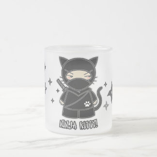 Cristal Esmerilado ¡Gatito de Ninja! Con la taza de Shurikens