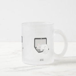 Cristal Esmerilado Gato blanco durmiendo en una taza de vidrio escarc