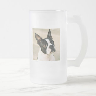 Cristal Esmerilado La taza de Boston Terrier de la mirada de Boston