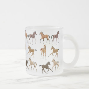 Cristal Esmerilado La taza juguetona de los potros