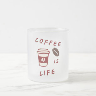 Cristal Esmerilado La Vida Es Café – Taza De Vidrio