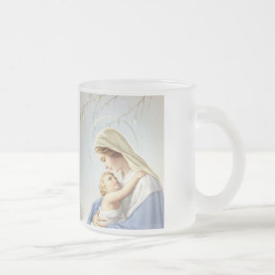 Cristal Esmerilado Madonna y taza de la taza del niño