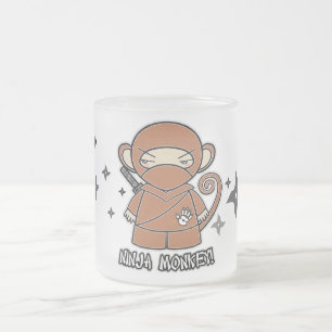 Cristal Esmerilado ¡Mono de Ninja! Con la taza de Shurikens