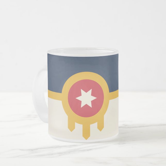 Cristal Esmerilado Pequeña taza de vidrio escarchada, bandera de Tuls (Anverso izquierdo)