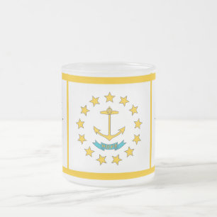 Cristal Esmerilado Pequeña taza de vidrio escarchada con bandera Rhod
