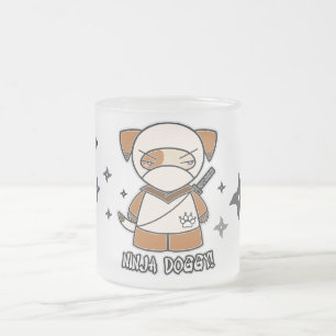 Cristal Esmerilado ¡Perrito de Ninja! Con la taza de Shurikens