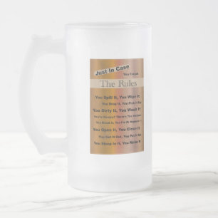 Cristal Esmerilado Reglas de la Casa Taza Helada