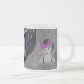 Cristal Esmerilado Señora con el gorra rosado, otra taza de Femme