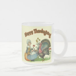 Cristal Esmerilado Taza - acción de gracias feliz