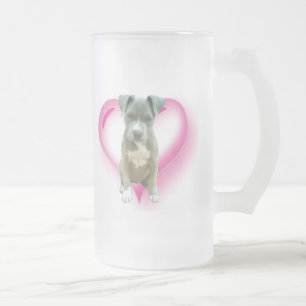 Cristal Esmerilado Taza alta del perrito de Pitbull