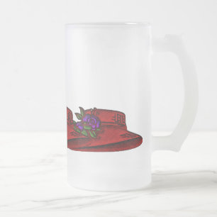 Cristal Esmerilado Taza alta del vidrio de Red Hat del brocado