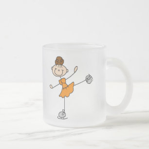 Cristal Esmerilado Taza anaranjada del chica del patinaje de hielo
