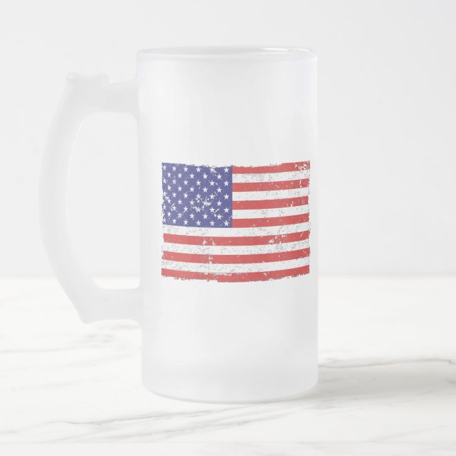 Cristal Esmerilado Taza apenada del vidrio de la bandera americana (Izquierda)