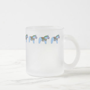 Cristal Esmerilado Taza azul del caballo de Dala