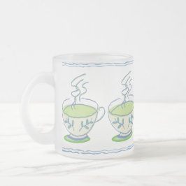 Cristal Esmerilado Taza azul del juego de té