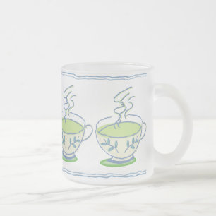 Cristal Esmerilado Taza azul del juego de té