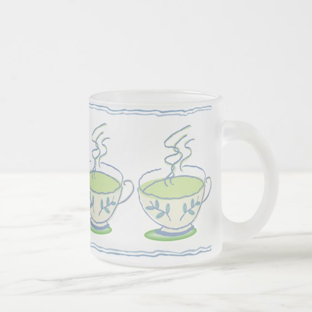 Cristal Esmerilado Taza azul del juego de té (Derecha)