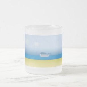 Cristal Esmerilado Taza con ballena de dibujos animados