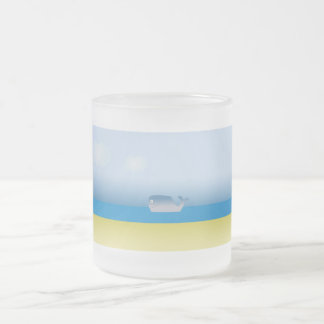 Cristal Esmerilado Taza con ballena de dibujos animados