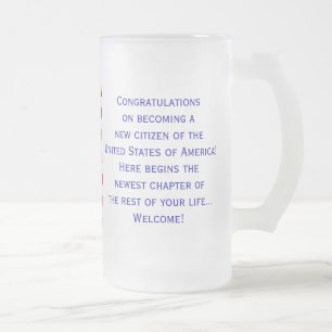 Cristal Esmerilado Taza con bandera de ciudadanía estadounidense