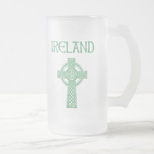 Cristal Esmerilado Taza con escarcha Cruz Celta de Irlanda