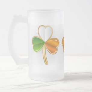Cristal Esmerilado Taza con escarcha de trébol irlandés