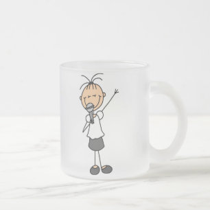 Cristal Esmerilado Taza con Figura de Palitos Cantando